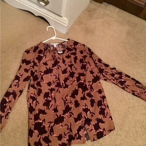 Brown and Black Patterned Blouse